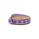 1" Wired Dupioni Ribbon | Single Dark Purple Harlequin on Purple w/ Purple Backing | 10 Yard Roll