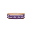1" Wired Dupioni Ribbon | Single Dark Purple Harlequin on Purple w/ Purple Backing | 10 Yard Roll