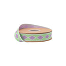 1" Wired Dupioni Ribbon | Single Purple Harlequin on Green w/ Purple Backing | 10 Yard Roll