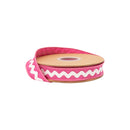 1" Wired Dupioni Ribbon | Ric Rac Trim on Pink w/ Hot Pink Backing | 10 Yard Roll