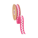 1" Wired Dupioni Ribbon | Ric Rac Trim on Pink w/ Hot Pink Backing | 10 Yard Roll