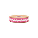 1" Wired Dupioni Ribbon | Ric Rac Trim on Rose Pink w/ Rose Pink Backing | 10 Yard Roll