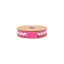1" Wired Dupioni Ribbon | Ric Rac Trim on Rose Pink w/ Rose Pink Backing | 10 Yard Roll