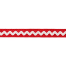 1" Wired Dupioni Ribbon | Ric Rac Trim on Red w/ Red Backing | 10 Yard Roll