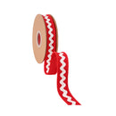 1" Wired Dupioni Ribbon | Ric Rac Trim on Red w/ Red Backing | 10 Yard Roll