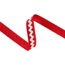 1" Wired Dupioni Ribbon | Ric Rac Trim on Red w/ Red Backing | 10 Yard Roll