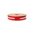 1" Wired Dupioni Ribbon | Ric Rac Trim on Red w/ Red Backing | 10 Yard Roll