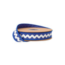 1" Wired Dupioni Ribbon | Ric Rac Trim on Navy Blue w/ Navy Blue Backing | 10 Yard Roll