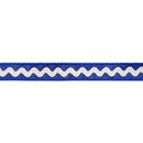 1" Wired Dupioni Ribbon | Ric Rac Trim on Navy Blue w/ Navy Blue Backing | 10 Yard Roll