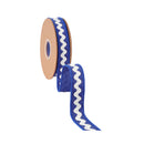 1" Wired Dupioni Ribbon | Ric Rac Trim on Navy Blue w/ Navy Blue Backing | 10 Yard Roll