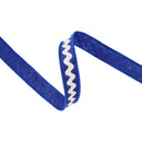 1" Wired Dupioni Ribbon | Ric Rac Trim on Navy Blue w/ Navy Blue Backing | 10 Yard Roll