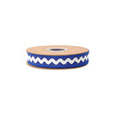 1" Wired Dupioni Ribbon | Ric Rac Trim on Navy Blue w/ Navy Blue Backing | 10 Yard Roll
