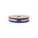 1" Wired Dupioni Ribbon | Ric Rac Trim on Navy Blue w/ Navy Blue Backing | 10 Yard Roll