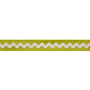 1" Wired Dupioni Ribbon | Ric Rac Trim on Green w/ Green Backing | 10 Yard Roll