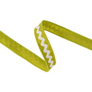 1" Wired Dupioni Ribbon | Ric Rac Trim on Green w/ Green Backing | 10 Yard Roll