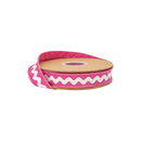 1" Wired Dupioni Ribbon | Ric Rac Trim on Rose Pink w/ Rose Pink Backing | 10 Yard Roll
