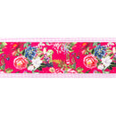 4" Wired Dupioni Ribbon | Cottage Floral on Hot Pink w/ Pink Check Backing | 10 Yard Roll
