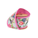 4" Wired Dupioni Ribbon | Cottage Floral on Sage w/ Hot Pink Check Backing | 10 Yard Roll