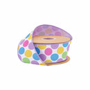 2 1/2" Wired Dupioni Ribbon | Soft Colorful Dots on White w/ Purple Backing | 10 Yard Roll