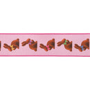 2 1/2" Wired Dupioni Ribbon | Chocolate Bunny on Pink w/ Pink Backing | 10 Yard Roll
