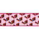 4" Wired Dupioni Ribbon | Multi-Chocolate Bunnies on Pink w/ Pink Backing | 10 Yard Roll