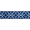 2 1/2" Wired Dupioni Ribbon | White Floral Trellis on Navy Blue w/ Navy Blue Backing | 10 Yard Roll