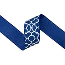 2 1/2" Wired Dupioni Ribbon | White Floral Trellis on Navy Blue w/ Navy Blue Backing | 10 Yard Roll