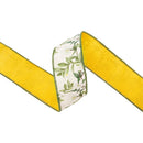 2 1/2" Wired Dupioni Ribbon | Citrus Flower w/ Yellow Backing | 10 Yard Roll