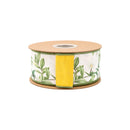 2 1/2" Wired Dupioni Ribbon | Citrus Flower w/ Yellow Backing | 10 Yard Roll