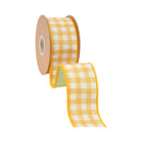 2 1/2" Wired Dupioni Ribbon | Orange Grid on White w/ Green Backing | 10 Yard Roll