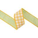 2 1/2" Wired Dupioni Ribbon | Orange Grid on White w/ Green Backing | 10 Yard Roll