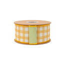 2 1/2" Wired Dupioni Ribbon | Orange Grid on White w/ Green Backing | 10 Yard Roll