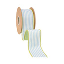 2 1/2" Wired Seersucker Ribbon | Blue w/ Green Backing | 10 Yard Roll