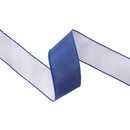 2 1/2" Wired Dupioni Ribbon | Blue w/ White Backing | 10 Yard Roll