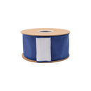 2 1/2" Wired Dupioni Ribbon | Blue w/ White Backing | 10 Yard Roll