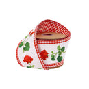4" Wired Dupioni Ribbon | Red Single Geranium w/ Red Check Backing | 10 Yard Roll