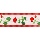 4" Wired Dupioni Ribbon | Red Single Geranium w/ Red Check Backing | 10 Yard Roll