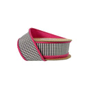 1 1/2" Wired Taffeta Ribbon | Black/White Mini Check w/ Hot Pinking Backing | 10 Yard Roll