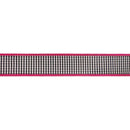 1 1/2" Wired Taffeta Ribbon | Black/White Mini Check w/ Hot Pinking Backing | 10 Yard Roll