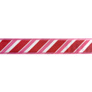1 1/2 Wired Dupioni Ribbon | Pink/Red/White Bias Stripe w/ Red Backing | 10 Yard Roll