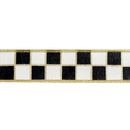 2" Wired Dupioni Ribbon | Black/White Checks w/ Gold Outlines w/ Gold Metallic Backing | 10 Yard Roll