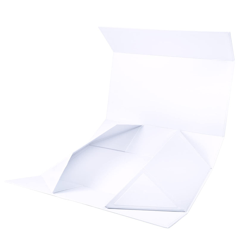 14" x 9" x 4.3" Collapsable Gift Box w/ Magnetic Square Flap Lid | White