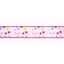 2 1/2" Wired Dupioni Ribbon | Scattered Dots w/ Pink Backing | 10 Yard Roll