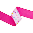2 1/2" Wired Dupioni Ribbon | Scattered Dots w/ Pink Backing | 10 Yard Roll