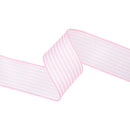 2 1/2" Wired Ribbon | Pink Ticking Stripe | 10 Yard Roll