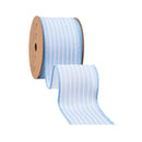 2 1/2" Wired Ribbon | Light Blue Ticking Stripe | 10 Yard Roll