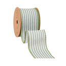 2 1/2" Wired Ribbon | Green Ticking Stripe | 10 Yard Roll