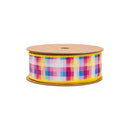 1 1/2" Wired Ribbon | Bright Checks | 10 Yard Roll