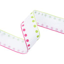 1 1/2" Wired Ribbon | Candy Dot Pink/Green | 10 Yard Roll