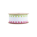 1 1/2" Wired Ribbon | Candy Dot Pink/Green | 10 Yard Roll